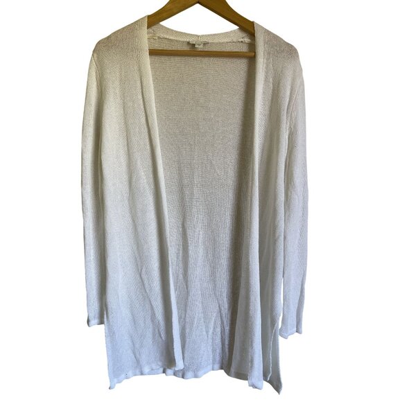 J. Jill Size XS Oversized Linen Blend Open Knit Cardigan Sweater Beachy Coastal - Picture 1 of 7
